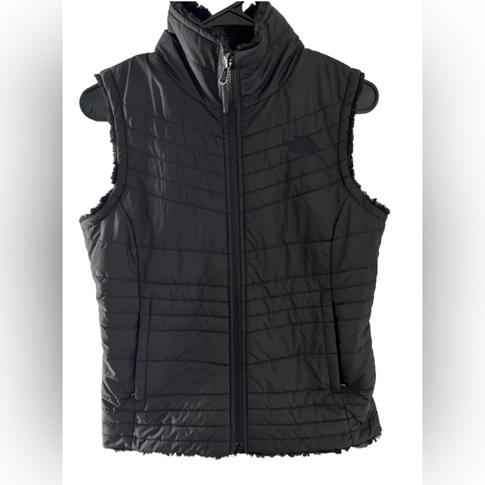 The North Face Black Quilted Vest reversible size small